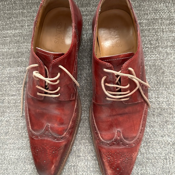 SANTOS BY CARLOS SANTOS Men’s Size 9 Brown Leather Oxford Wingtip Shoes - Picture 4 of 11